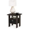 Furinno DARIO Side Table, Square End Table with Storage Bin, Round Corner Night Stand, Bedside Table with Open Back Shelf, for Living Room, Bedroom, Espresso(Dark Brown/Black)
