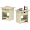 Furinno DARIO Side Table, Square End Table with Storage Bin, Round Corner Night Stand, Bedside Table with Open Back Shelf, for Living Room, Bedroom, Espresso(Beige Marble/Ivory)