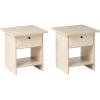 Furinno DARIO Side Table, Square End Table with Storage Bin, Round Corner Night Stand, Bedside Table with Open Back Shelf, for Living Room, Bedroom, Espresso(Cream Faux Marble/Ivory)
