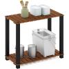 Furinno Pangkor 3-Tier Turn-N-Tube Indoor Outdoor Plant Shelf Wood Stand with Square Poles, Natural/Black(2 Tier Large Rectangle)