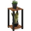 Furinno Pangkor 3-Tier Turn-N-Tube Indoor Outdoor Plant Shelf Wood Stand with Square Poles, Natural/Black(2 Tier Square Poles)