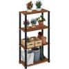 Furinno Pangkor 3-Tier Turn-N-Tube Indoor Outdoor Plant Shelf Wood Stand with Square Poles, Natural/Black(4 Tier Square Poles)