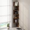 Furinno Rossi 5-Tier Floating Corner Shelf for Wall, Corner Zigzag Shelf Wall Mounted, Radial Wall Mount Shelves, for Home Office, Living Room, Bedroom, Bathroom, White(Columbia Walnut)