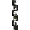 Furinno Rossi 5-Tier Floating Corner Shelf for Wall, Corner Zigzag Shelf Wall Mounted, Radial Wall Mount Shelves, for Home Office, Living Room, Bedroom, Bathroom, White(Espresso)