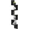 Furinno Rossi 5-Tier Floating Corner Shelf for Wall, Corner Zigzag Shelf Wall Mounted, Radial Wall Mount Shelves, for Home Office, Living Room, Bedroom, Bathroom, White(French Oak Grey/Black)