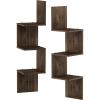 Furinno Rossi 5-Tier Wall Mount Floating Corner Square Shelf, Columbia Walnut(Columbia Walnut)