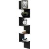 Furinno Rossi Wall Mount Floating Corner Shelf, 5-Tier Radial, Columbia Walnut(French Oak)