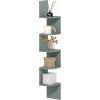 Furinno Rossi Wall Mount Floating Corner Shelf, 5-Tier Radial, Columbia Walnut(Sage Green)