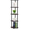 Furinno TURN-N-TUBE Corner Shelf, 5-Tier Corner Bookshelf, Open Storage Shelves, for Organization and Storage, Living Room, Home Office, Garage, Bedroom, Dark Cherry