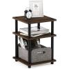 Furinno TURN-N-TUBE Side Table, 3-Tier End Table, Open Shelves Nightstand, Night Stand, Bedside Table, Easy Assembly, for Living Room, Bedroom, Blackwood | Easy Assembly, Multipurpose(Columbia Walnut/Black)