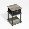 Furinno TURN-N-TUBE Side Table, 3-Tier End Table, Open Shelves Nightstand, Night Stand, Bedside Table, Easy Assembly, for Living Room, Bedroom, Blackwood | Easy Assembly, Multipurpose(Grey Oak/Black/Black)