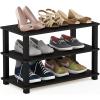 Furinno TURN-S-TUBE Shoe Rack, 3-Tier Shoe Organizer, Shoe Storage Rack with No Tools Assembly, 11.6 x 47.2 x 15.4, for Closet Entryway, Office, Garage, Espresso/Black(Espresso/Black)
