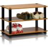 Furinno TURN-S-TUBE Shoe Rack, 3-Tier Shoe Organizer, Shoe Storage Rack with No Tools Assembly, 11.6 x 47.2 x 15.4, for Closet Entryway, Office, Garage, Espresso/Black(Light Cherry/Black)