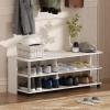 Furinno TURN-S-TUBE Shoe Rack, 3-Tier Shoe Organizer, Shoe Storage Rack with No Tools Assembly, 11.6 x 47.2 x 15.4, for Closet Entryway, Office, Garage, Espresso/Black(White Oak/Stainless Steel)
