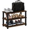 Furinno TURN-S-TUBE Shoe Rack, 3-Tier Shoe Organizer, Shoe Storage Rack with No Tools Assembly, 11.6 x 47.2 x 15.4, for Closet Entryway, Office, Garage, Espresso/Black(Amber Pine/Black)