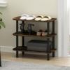 Furinno TURN-S-TUBE Shoe Rack, 3-Tier Shoe Organizer, Shoe Storage Rack with No Tools Assembly, 11.6 x 47.2 x 15.4, for Closet Entryway, Office, Garage, Espresso/Black(Amber Oak/Black)