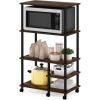 Furinno Turn-N-Tube 4-Tier Toolless Kitchen Storage Shelf Cart, Americano/Black(Amber Pine/Black)
