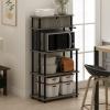 Furinno Turn-N-Tube 4-Tier Toolless Kitchen Storage Shelf Cart, Americano/Black(Dark Americano/Black)
