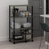 Furinno Turn-N-Tube 4-Tier Toolless Kitchen Storage Shelf Cart, Americano/Black(Grey Oak/Black)