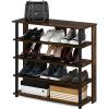 Furinno Turn-N-Tube Multi Storage Shoe Rack, 35.2″W 6-Tier, French Oak Grey/Black(Amber Pine/Black)