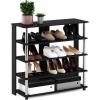 Furinno Turn-N-Tube Multi Storage Shoe Rack, 35.2″W 6-Tier, French Oak Grey/Black(Americano/Stainless Steel)