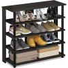 Furinno Turn-N-Tube Multi Storage Shoe Rack, 35.2″W 6-Tier, French Oak Grey/Black(Espresso/Black)
