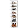 Furinno Turn-N-Tube Multi Storage Shoe Rack, 35.2″W 6-Tier, French Oak Grey/Black(White)