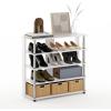 Furinno Turn-N-Tube Multi Storage Shoe Rack, 35.2″W 6-Tier, French Oak Grey/Black(White Oak/Stainless Steel)