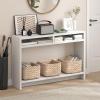 Furinno Turn-N-Tube Tall-Wide Hallway Console Table with Bin, Espresso/Brown(White)