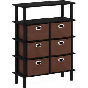 FURINNO Frans Turn-N-Tube Console Table, French Oak Grey/Black/Black(Black Oak)