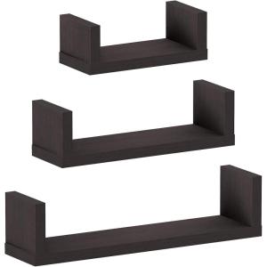 FURINNO Indo Wall Mounted Floating Shelves, Espresso