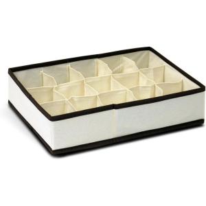 Furinno 12286IV Non-Woven Fabric Storage Organizer, 4 by 2-Inch, Ivory with Brown Trim(3 by 5-Inch)