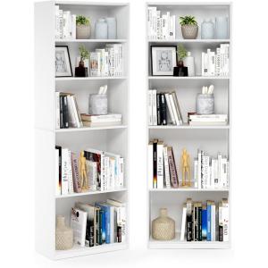 Furinno BASIC Book Shelf, 3-Tier Bookshelf with Open Shelves, Standing Bookcase, 9.3″ x 21.8″ x 39.5″, for Organization and Storage, for Living Room, Bedroom, Home Office, Espresso(White)