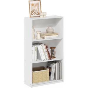 Furinno BASIC Book Shelf, 3-Tier Bookshelf with Open Shelves, Standing Bookcase, 9.3″ x 21.8″ x 39.5″, for Organization and Storage, for Living Room, Bedroom, Home Office, Espresso(White/White)