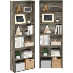 Furinno BASIC Book Shelf, 3-Tier Bookshelf with Open Shelves, Standing Bookcase, 9.3″ x 21.8″ x 39.5″, for Organization and Storage, for Living Room, Bedroom, Home Office, Espresso(French Oak)