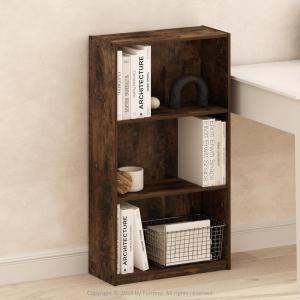 Furinno BASIC Book Shelf, 3-Tier Bookshelf with Open Shelves, Standing Bookcase, 9.3″ x 21.8″ x 39.5″, for Organization and Storage, for Living Room, Bedroom, Home Office, Espresso(Amber Oak)