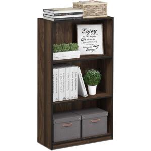Furinno BASIC Book Shelf, 3-Tier Bookshelf with Open Shelves, Standing Bookcase, 9.3″ x 21.8″ x 39.5″, for Organization and Storage, for Living Room, Bedroom, Home Office, Espresso(Columbia Walnut/Black)