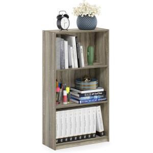 Furinno BASIC Book Shelf, 3-Tier Bookshelf with Open Shelves, Standing Bookcase, 9.3″ x 21.8″ x 39.5″, for Organization and Storage, for Living Room, Bedroom, Home Office, Espresso(Sonoma Oak)
