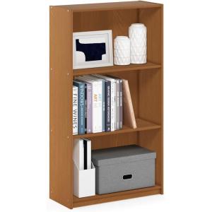 Furinno BASIC Book Shelf, 3-Tier Bookshelf with Open Shelves, Standing Bookcase, 9.3″ x 21.8″ x 39.5″, for Organization and Storage, for Living Room, Bedroom, Home Office, Espresso(Light Cherry)