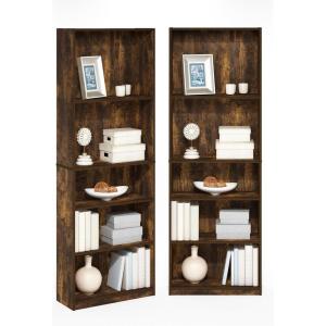 Furinno BASIC Book Shelf, 3-Tier Bookshelf with Open Shelves, Standing Bookcase, 9.3″ x 21.8″ x 39.5″, for Organization and Storage, for Living Room, Bedroom, Home Office, Espresso(Amber Pine)