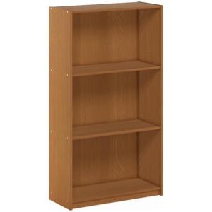 Furinno BASIC Book Shelf, 3-Tier Bookshelf with Open Shelves, Standing Bookcase, 9.3″ x 21.8″ x 39.5″, for Organization and Storage, for Living Room, Bedroom, Home Office, Espresso(Natural Oak)
