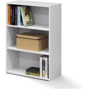 Furinno BASIC Book Shelf, 3-Tier Bookshelf with Open Shelves, Standing Bookcase, 9.3″ x 21.8″ x 39.5″, for Organization and Storage, for Living Room, Bedroom, Home Office, Espresso(Soft White)