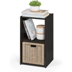 Furinno BASIC Book Shelf, 6-Cube Bookshelf with Open Shelf, 3 x 2 Bookcase with Storage Bins, Closed Back, Horizontal, 11.9″ x 31.6″ x 23.6″, for Living Room, Bedroom, Home Office, Americano(Espresso)