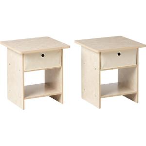 Furinno DARIO Side Table, Square End Table with Storage Bin, Round Corner Night Stand, Bedside Table with Open Back Shelf, for Living Room, Bedroom, Espresso(Cream Faux Marble/Ivory)