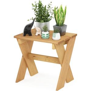 Furinno FG18451 Tioman Hardwood Patio Furniture Outdoor Flower Stand in Teak Oil, Natural(Pine Wood)