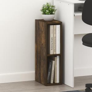 Furinno Fulda Book Shelf, 2-Tier Narrow Bookshelf, Bookcase with 10-in Width Storage Shelf, 9.3 x 9.8 x 21.2, for Living Room, Bedroom, Home Office, White(Amber Pine)