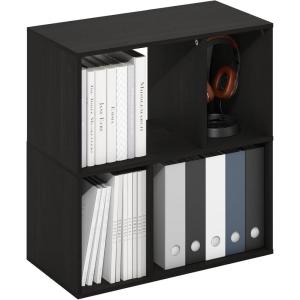 Furinno Fulda Book Shelf, 2-Tier Narrow Bookshelf, Bookcase with 10-in Width Storage Shelf, 9.3 x 9.8 x 21.2, for Living Room, Bedroom, Home Office, White(Espresso)