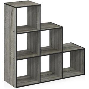 Furinno Pelli 3-2-1 Cubic Storage Cabinet, Espresso(French Oak Grey/Black)