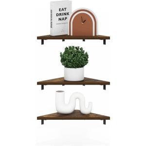 Furinno Rossi 5-Tier Floating Corner Shelf for Wall, Corner Zigzag Shelf Wall Mounted, Radial Wall Mount Shelves, for Home Office, Living Room, Bedroom, Bathroom, White(Amber Pine)
