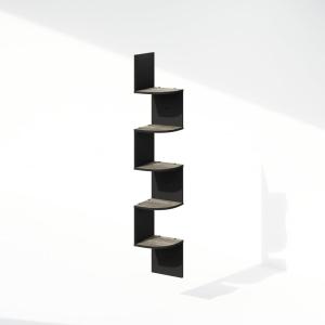 Furinno Rossi 5-Tier Floating Corner Shelf for Wall, Corner Zigzag Shelf Wall Mounted, Radial Wall Mount Shelves, for Home Office, Living Room, Bedroom, Bathroom, White(French Oak/Black)